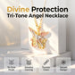 👼 50% DE RÉDUCTION 🎁 Collier pendentif ange gardien tricolore – Fini doré, délicat & symbolique – Porte-bonheur, parfait pour soi-même ou en cadeau – élégant au quotidien ✨💛🕊️