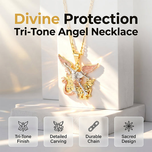 👼 50% DE RÉDUCTION 🎁 Collier pendentif ange gardien tricolore – Fini doré, délicat & symbolique – Porte-bonheur, parfait pour soi-même ou en cadeau – élégant au quotidien ✨💛🕊️
