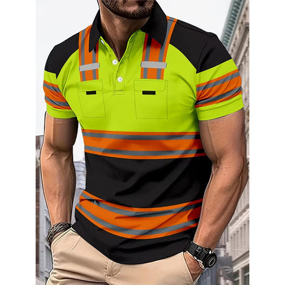 👔 50% DE RÉDUCTION ⏰ Chemise homme manches courtes haute visibilité réfléchissante – Bande réfléchissante & respirante – Idéale pour le travail, le chantier ou les sorties nocturnes – sécurité et confort au quotidien ✨🦺🌙