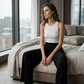 👖 50% DE RÉDUCTION 🌸 Pantalon large décontracté pour femme – Tissu fluide, taille élastique – Parfait pour l’été, le quotidien ou les voyages – léger, confortable et chic ✨🌿☀️