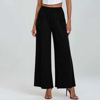 👖 50% DE RÉDUCTION 🌸 Pantalon large décontracté pour femme – Tissu fluide, taille élastique – Parfait pour l’été, le quotidien ou les voyages – léger, confortable et chic ✨🌿☀️