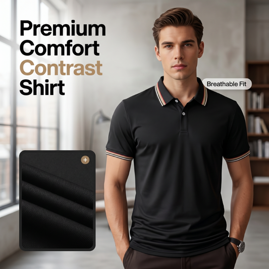 👕 50% DE RÉDUCTION ⚡ T-shirt homme manches courtes à séchage rapide – Col contrastant & coupe moderne – Léger, respirant – idéal pour le sport, les loisirs ou les journées chaudes ✨☀️💪