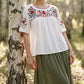 👚 50% DE RÉDUCTION 🌸 Haut femme décontracté ample brodé – Tissu léger & respirant – Détails brodés, parfait pour l’été ou le quotidien – look romantique et confortable ✨🌿☀️