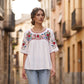 👚 50% DE RÉDUCTION 🌸 Haut femme décontracté ample brodé – Tissu léger & respirant – Détails brodés, parfait pour l’été ou le quotidien – look romantique et confortable ✨🌿☀️