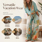 👗 50% DE RÉDUCTION 🎨 Ensemble top imprimé artistique col V & pantalon large – Tissu fluide & look moderne – Parfait pour l’été, les vacances ou un style bohème chic – confortable et original 🌸✨🌿