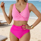 👙 50% DE RÉDUCTION ⏰ Bikini taille haute à plis sculptant – Col V élégant & gainant – Séchage rapide, parfait pour la plage ou la piscine – maintien et style ☀️🌊✨