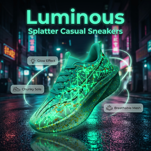 📢 50% DE RÉDUCTION! 👟 Baskets Casual Imprimé Éclaboussures Phosphorescentes – Design lumineux, confortable & tendance – Parfaites pour un look unique de jour comme de nuit ✨