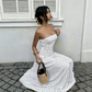 👗 50% DE RÉDUCTION! ✨ Robe à pois épaules dénudées – Taille froncée flatteuse & jupe ligne A fluide – Parfaite pour un look romantique & estival ☀️
