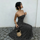 👗 50% DE RÉDUCTION! ✨ Robe à pois épaules dénudées – Taille froncée flatteuse & jupe ligne A fluide – Parfaite pour un look romantique & estival ☀️