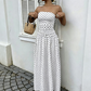 👗 50% DE RÉDUCTION! ✨ Robe à pois épaules dénudées – Taille froncée flatteuse & jupe ligne A fluide – Parfaite pour un look romantique & estival ☀️