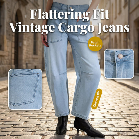👖 50% DE RÉDUCTION! 🌿 Jean Barrel Leg Décontracté avec Poches Plaquées – Coupe tendance, confortable & poches pratiques – Idéal pour un look décontracté au quotidien ✨