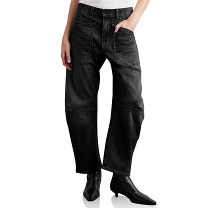 👖 50% DE RÉDUCTION! 🌿 Jean Barrel Leg Décontracté avec Poches Plaquées – Coupe tendance, confortable & poches pratiques – Idéal pour un look décontracté au quotidien ✨