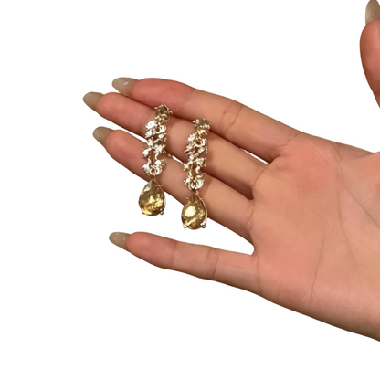 🌸 50% DE RÉDUCTION! ✨ Bijoux Élégants Jaunes Scintillants en Strass – Design raffiné, brillant & léger – Parfaits pour rehausser toutes vos tenues 🌟