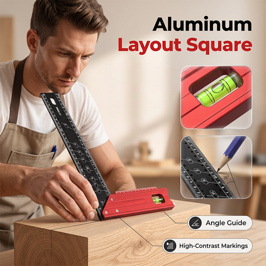📐 60% DE RÉDUCTION! 🔧 Équerre de Traçage en Aluminium avec Niveau à Bulle – Mesurer, tracer & niveler en un seul outil – Léger, durable & précis 💪