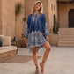 👗 50% DE RÉDUCTION! 🌸 Robe Cape Col Haut Floral Vintage – Imprimé rétro, coupe élégante & tissu léger – Parfaite pour un look romantique au quotidien ✨