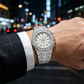 ⌚ 50% DE RÉDUCTION! ✨ Montre Quartz Luxe Scintillante Homme – Boîtier 48 mm, strass & étanche – Anti-rayures pour un look affirmé 💎