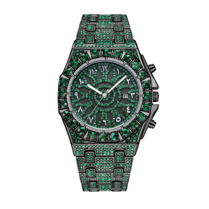 ⌚ 50% DE RÉDUCTION! ✨ Montre Quartz Luxe Scintillante Homme – Boîtier 48 mm, strass & étanche – Anti-rayures pour un look affirmé 💎