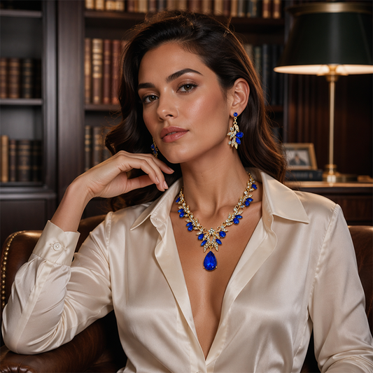 💎 50% DE RÉDUCTION! ✨ Parure Collier & Boucles d'Oreilles Goutte Scintillante – Alliage & strass, 52 cm / 3,5 cm – Idéale pour mariage, soirée & occasions spéciales 🌟