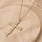 ✝️ 50% DE RÉDUCTION! ✨ Collier Croix Radieux – Cuivre & zircon, chaîne torsadée & éclat pétale – Un bijou élégant pour le quotidien 💎