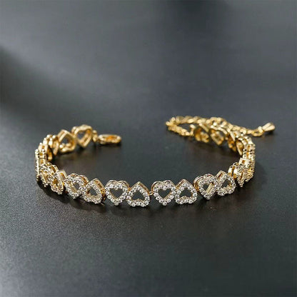💎 50% DE RÉDUCTION! ❤️ Bracelet Cœur Scintillant pour Femme – Alliage zinc & strass, design romantique – Parfait pour le quotidien ou en cadeau ✨