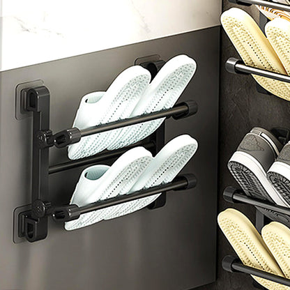 👟 50% DE RÉDUCTION! 🚪 Porte-chaussures pliable de porte – Fixation murale, sans perçage & 2 étages – Idéal pour l'entrée et la salle de bain 🏠
