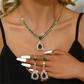 💎 50% DE RÉDUCTION! ✨ Parure de Bijoux en Zircon – Collier & boucles pendantes, cuivre & zircone cubique – Rose et vert – Idéale pour mariages et soirées 👗
