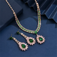 💎 50% DE RÉDUCTION! ✨ Parure de Bijoux en Zircon – Collier & boucles pendantes, cuivre & zircone cubique – Rose et vert – Idéale pour mariages et soirées 👗