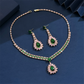 💎 50% DE RÉDUCTION! ✨ Parure de Bijoux en Zircon – Collier & boucles pendantes, cuivre & zircone cubique – Rose et vert – Idéale pour mariages et soirées 👗