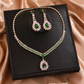 💎 50% DE RÉDUCTION! ✨ Parure de Bijoux en Zircon – Collier & boucles pendantes, cuivre & zircone cubique – Rose et vert – Idéale pour mariages et soirées 👗