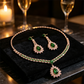 💎 50% DE RÉDUCTION! ✨ Parure de Bijoux en Zircon – Collier & boucles pendantes, cuivre & zircone cubique – Rose et vert – Idéale pour mariages et soirées 👗