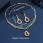 💎 50% DE RÉDUCTION! ✨ Parure de Bijoux en Zircon – Collier & boucles pendantes, cuivre & zircone cubique – Rose et vert – Idéale pour mariages et soirées 👗