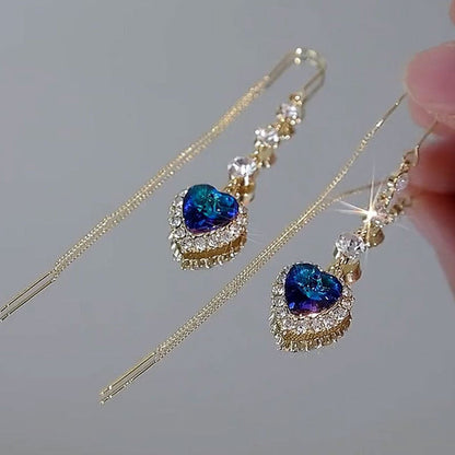 💙 50% DE RÉDUCTION! 💎 Boucles d'oreilles cœur – Pierre synthétique & cadeau idéal ✨