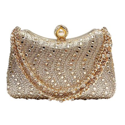 💎 50% DE RÉDUCTION! 👗 Pochette de Soirée Élégante – Fermoir perle, strass haute densité & chaîne amovible – 3-en-1 main/épaule pour mariages et galas ✨