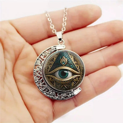 👁️ 50% DE RÉDUCTION! ✨ Collier Pendentif Œil Omniscient Vintage – Alliage de zinc, design mystérieux & rétro – Parfait pour le quotidien et les soirées 🖤