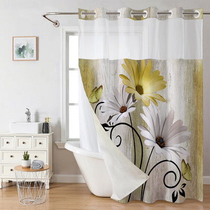 🚿 50% DE RÉDUCTION! 🌸 Rideau de Douche Double Couche Imprimé – Élégant, imperméable & œillets renforcés – Parfait pour une salle de bain chic et fonctionnelle ✨