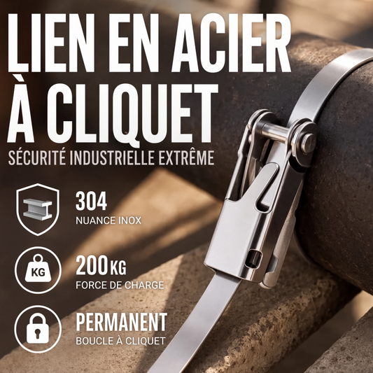 🔧 ACHETEZ 2, OBTENEZ 1 GRATUIT! 🛠️ Collier de Serrage Acier Inoxydable 304 – Boucle à verrouillage, 10×300/500 mm – Idéal pour charges industrielles lourdes 🏗️