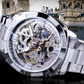 ⌚ 50% DE RÉDUCTION! ⚙️ Montre Automatique Squelette Homme – 41 mm, verre minéral & acier inoxydable – 30 M – Or/Métal – Style & mécanique ✨