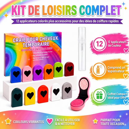 🎨 50% DE RÉDUCTION! 💇 Set de craies capillaires temporaires – Faciles à appliquer, amusantes & lavables – Idéales pour les filles créatives et les looks colorés 🌈
