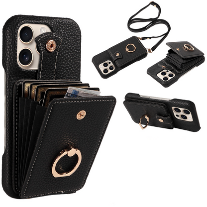📱 50% DE RÉDUCTION! 👜 Coque Portefeuille Bandoulière – Cuir PU motif litchi, anti-RFID & compartiment accordéon – Idéale pour iPhone & Samsung – Style & sécurité au quotidien ✨