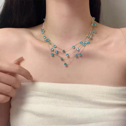 💎 50% DE RÉDUCTION! ✨ Collier multi-rangs – Cristal & élégant pour femme 💖