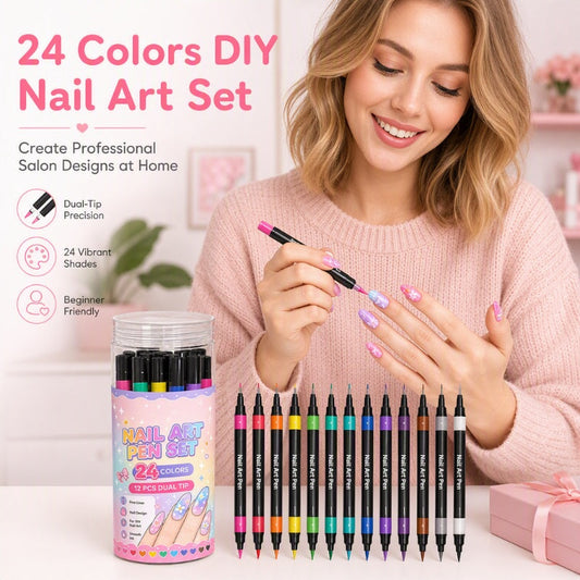 💅 50% DE RÉDUCTION! 🎨 Set de 12 stylos nail art – Double pointe, précis & créatif ✨