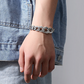 📿 50% DE RÉDUCTION! ✨ Bracelet mantra rétro – Six syllabes, argent vintage & double chaîne ✨