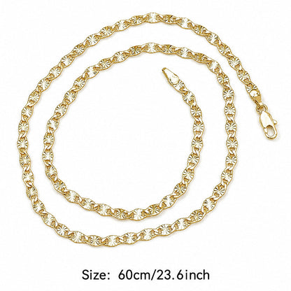 ✨ 50% DE RÉDUCTION! 📿 Collier chaîne plate – Plaqué or, étoiles gravées & 60 cm – Look raffiné ✨