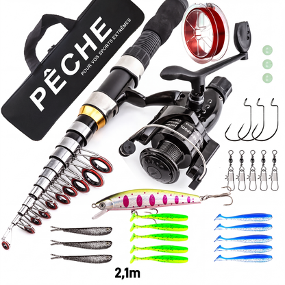 🎣 50% DE RÉDUCTION! 🎒 Kit pêche voyage – Sac transport & équipement complet ✨