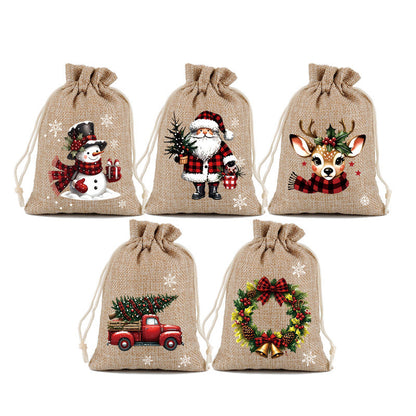 🎄 50% DE RÉDUCTION! 🎁 Sacs cadeaux Noël – Imprimés festifs, cordon & réutilisables ✨