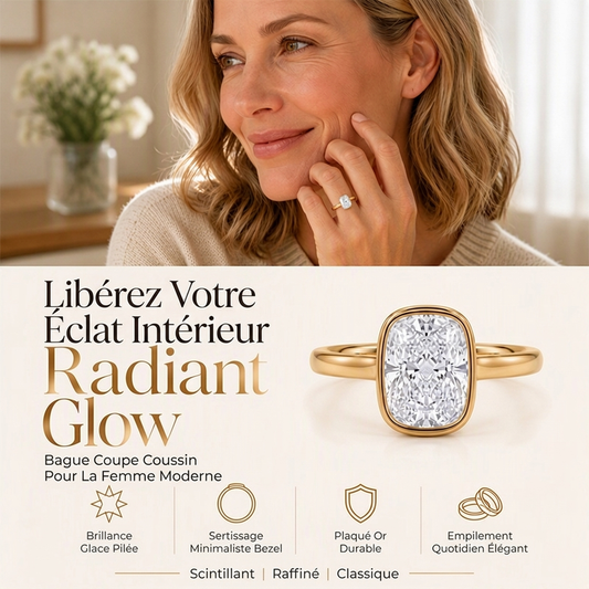 💍 50% DE RÉDUCTION! ❄️ Bague élégante – Sertissage coussin & taille glace ✨