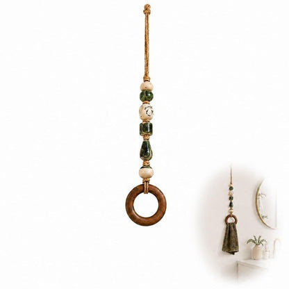 🧺 50% DE RÉDUCTION! 🌸 Porte-serviette en perles – Céramique, jute & bois – Style bohème ✨