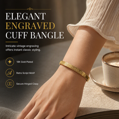 💛 50% DE RÉDUCTION! ✨ Bangle acier titane 18K – Finition miroir, gravure & hypoallergénique ✨