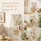 🌿 50% DE RÉDUCTION! 🪴 Étagère murale macramé – Tissage artisanal & plateau bois ✨