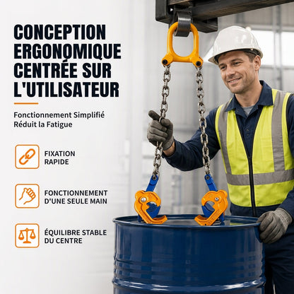 🏗️ 50% DE RÉDUCTION! 🛢️ Dispositif de levage pour fûts – Pour chariots élévateurs & grues ✨